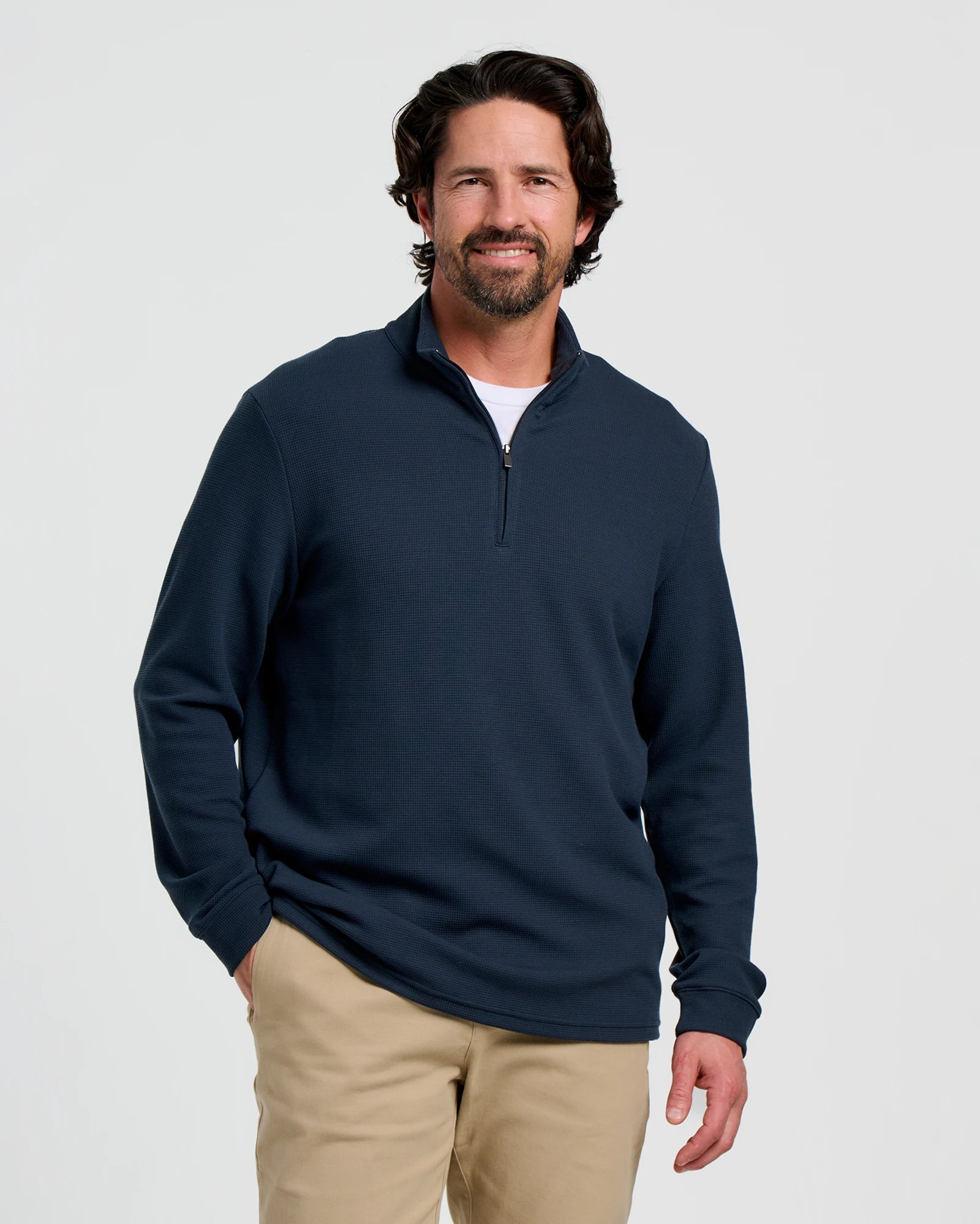 Men's Waffle Quarter Zip - Deep Navy – Free Fly Apparel