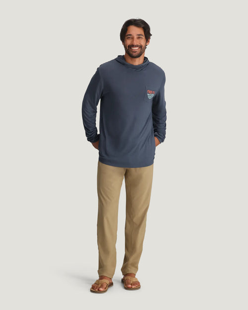 Men's Bamboo Lightweight Graphic Hoodie - Blue Edge Storm Cloud