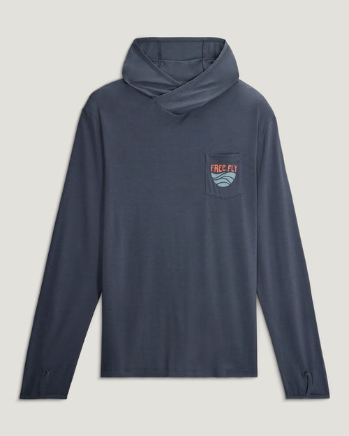 Men's Bamboo Lightweight Graphic Hoodie - Blue Edge Storm Cloud