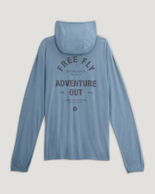 Men's Bamboo Lightweight Graphic Hoodie - Gear & Goods Blue Fog