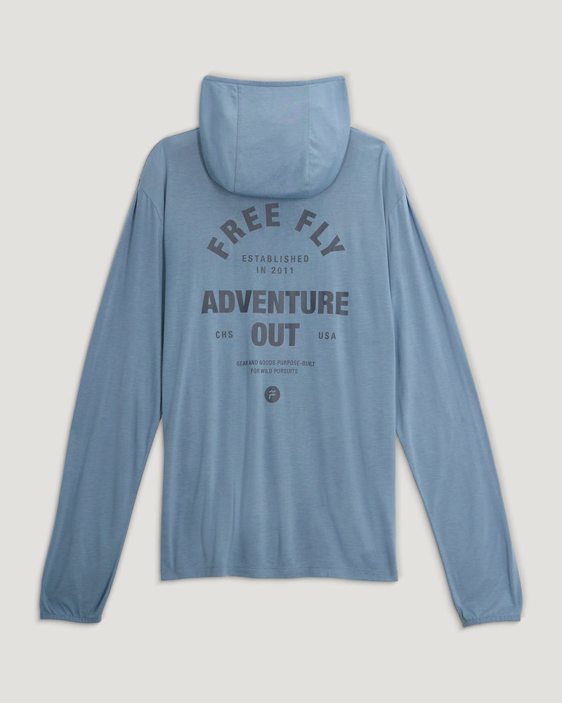 Men's Bamboo Lightweight Graphic Hoodie - Gear & Goods Blue Fog