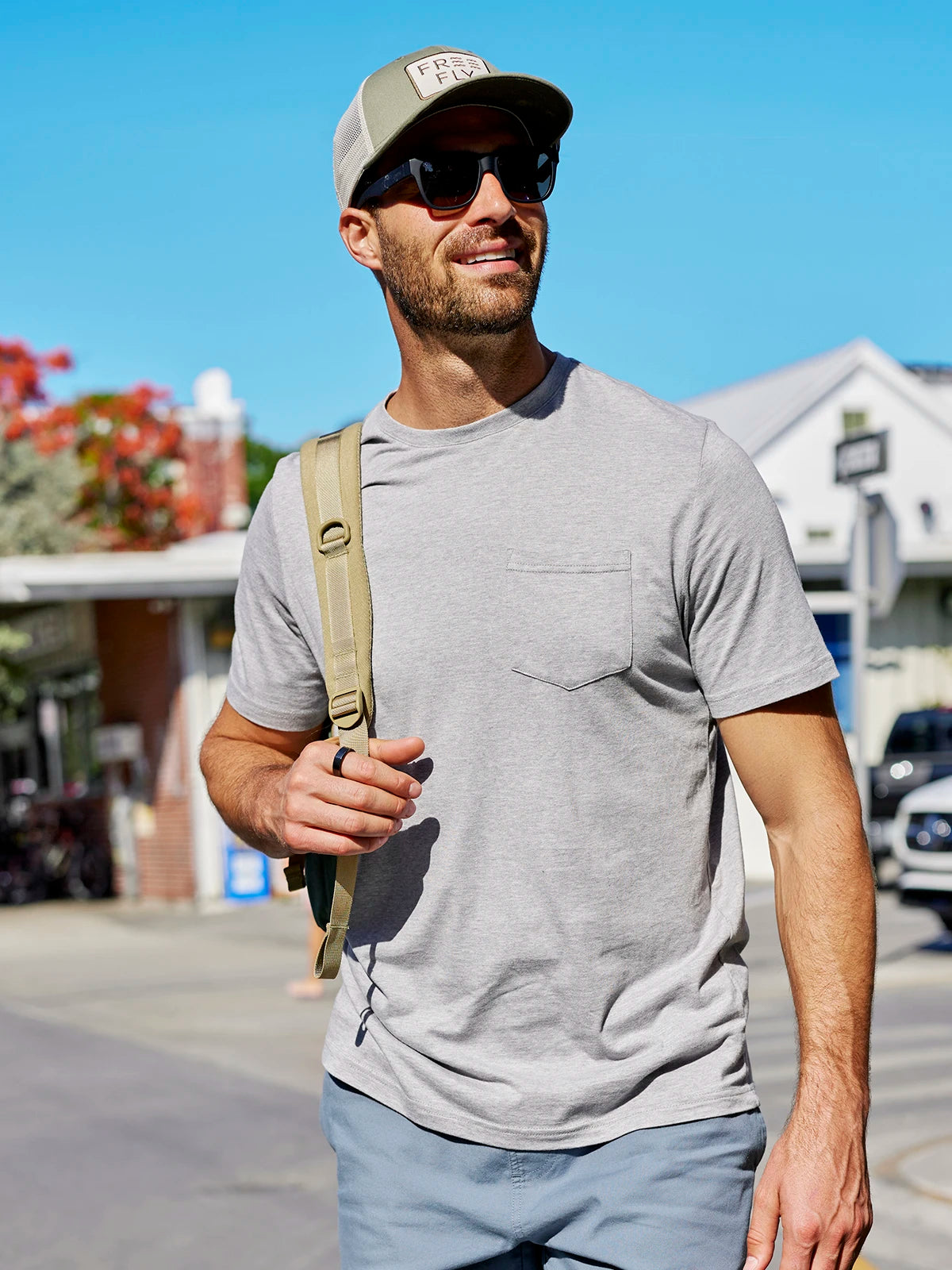 Men's Bamboo Heritage Pocket Tee - Blue Fog