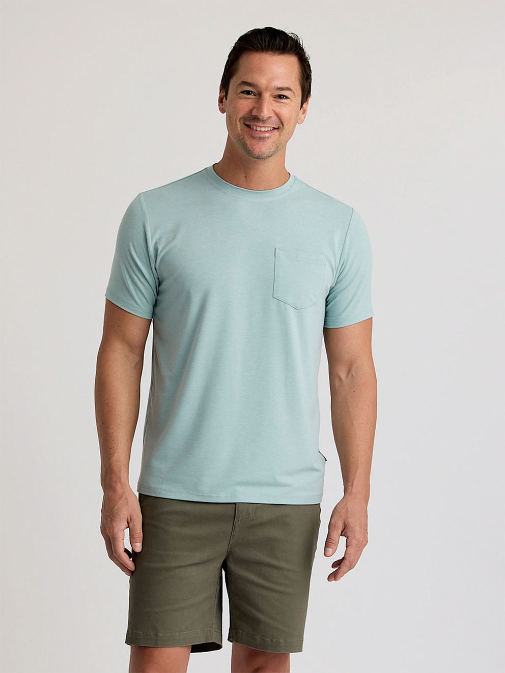 Men's Bamboo Flex Pocket Tee - Heather Ocean Mist