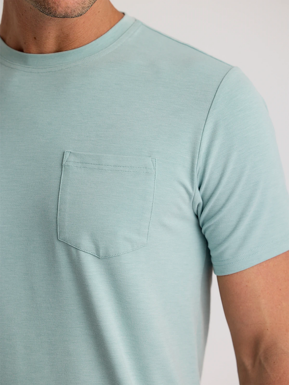 Men's Bamboo Flex Pocket Tee - Heather Ocean Mist