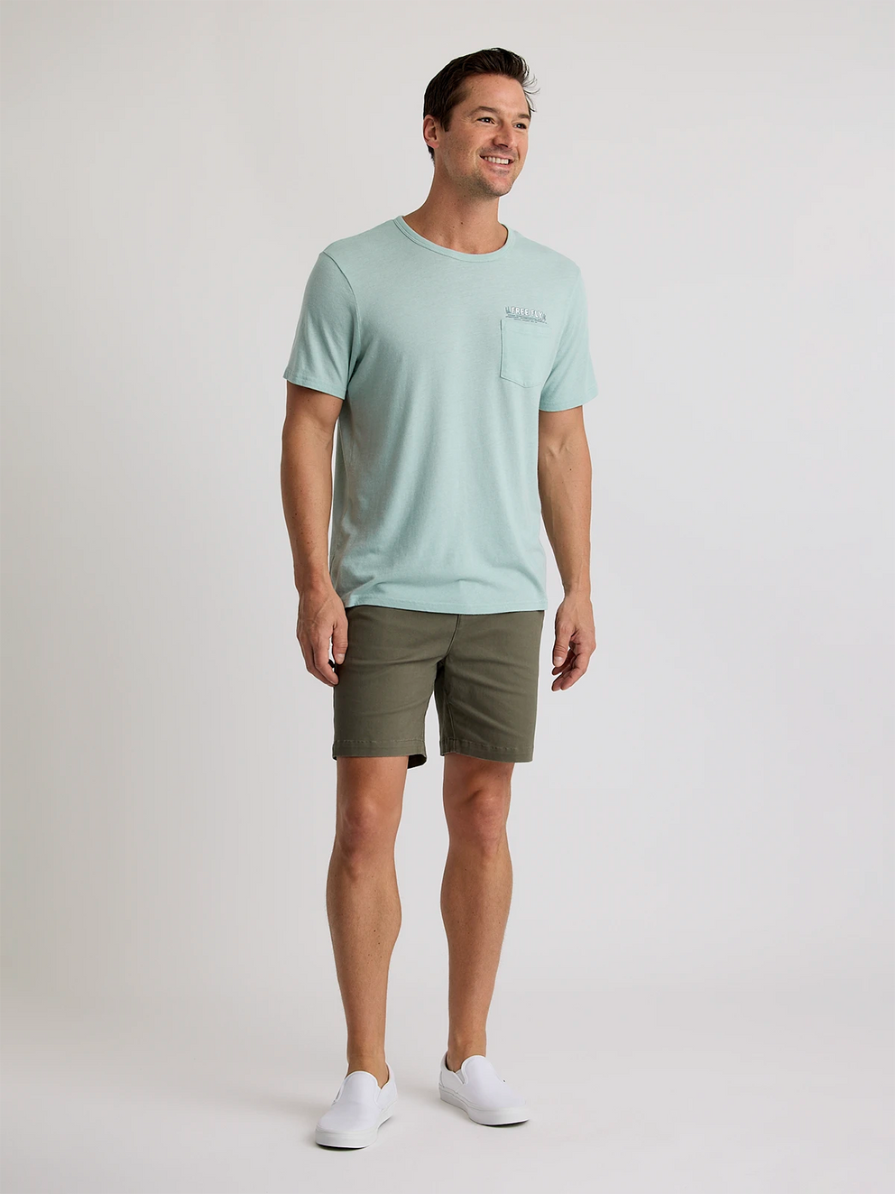 Lazy Tides Pocket Tee - Heather Ocean Mist
