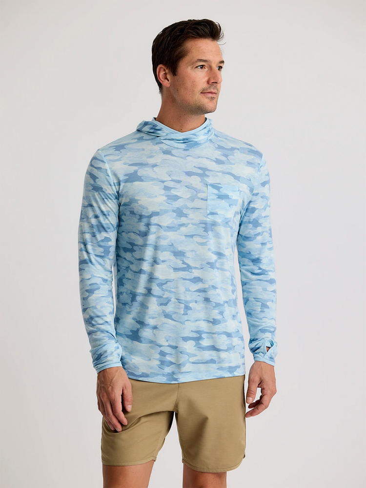 Men's Bamboo Lightweight Hoodie - Seasmoke Camo Surf Blue