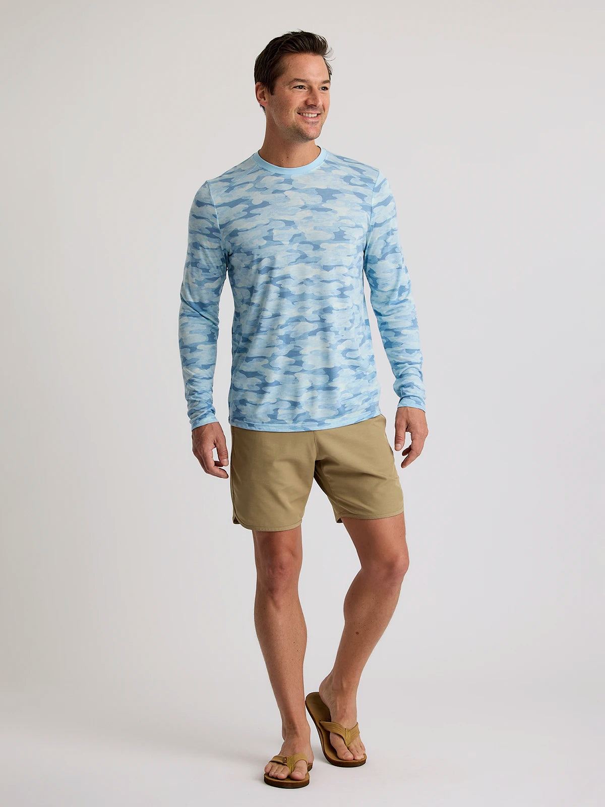Men's Bamboo Lightweight Long Sleeve - Seasmoke Camo Surf Blue