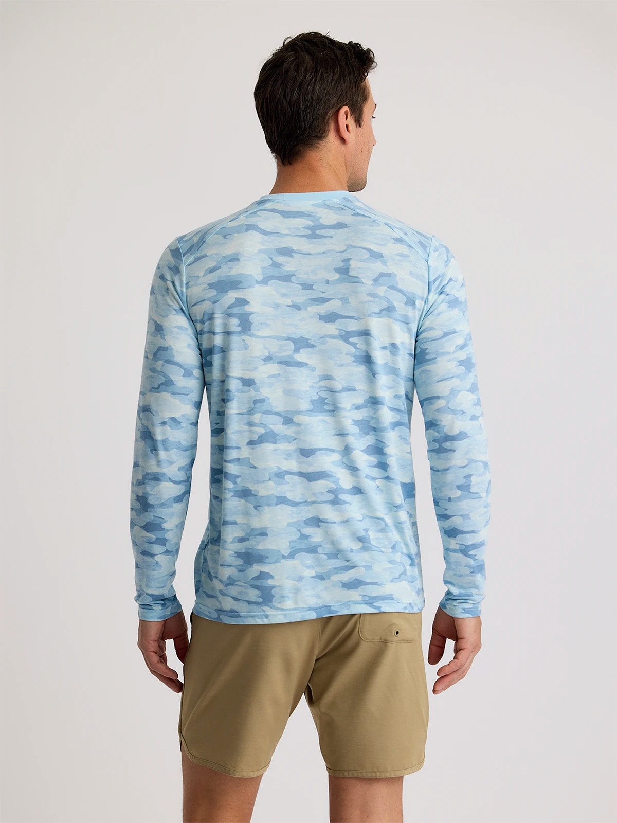 Men's Bamboo Lightweight Long Sleeve - Seasmoke Camo Surf Blue