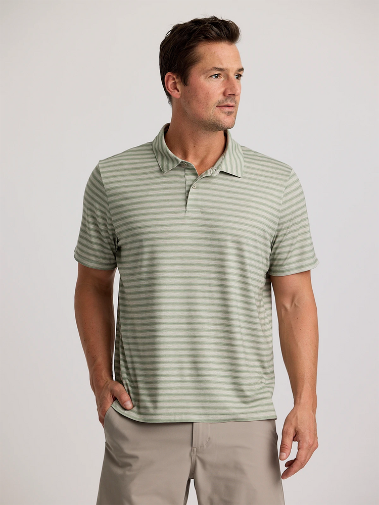 Men's Elevate Polo - Smooth Sailing Stripe Heather Desert Sage