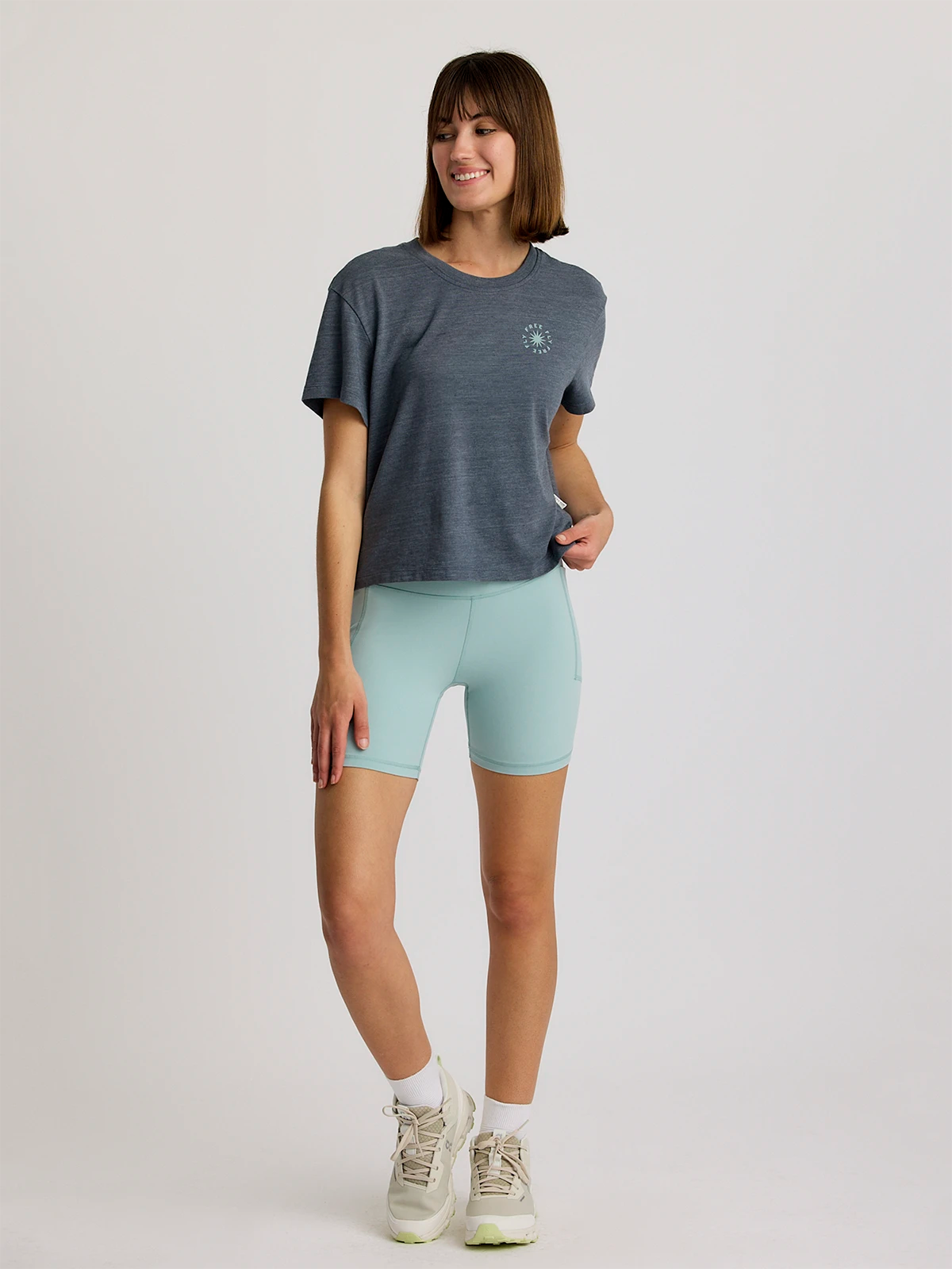 Women's Fan Palm Tee - Heather Storm Cloud