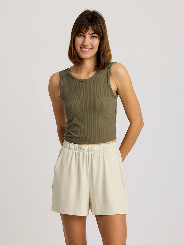 Women's Ribbed Bamboo Tank - Smokey Olive