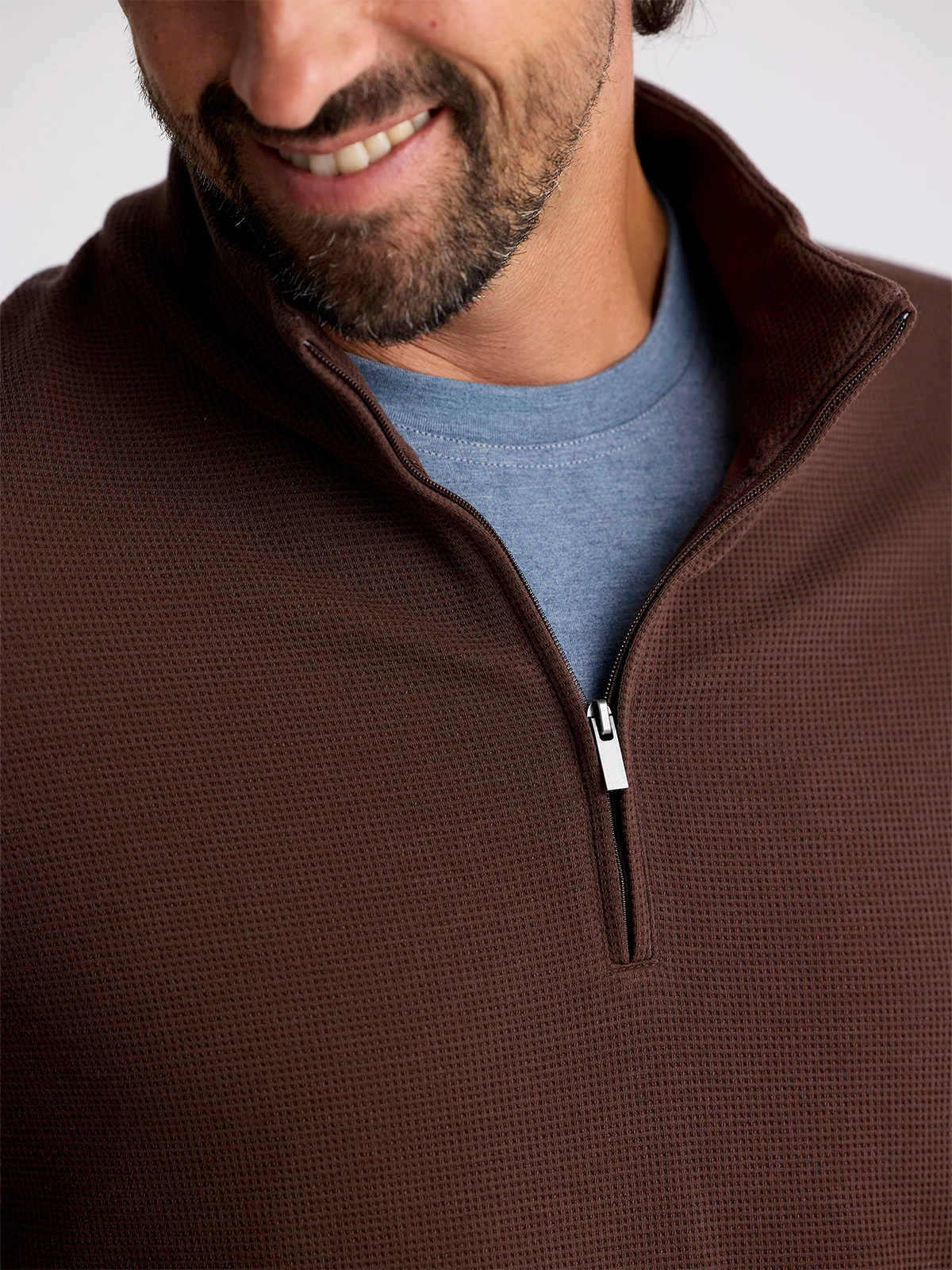 Men's Waffle Quarter Zip - Chestnut