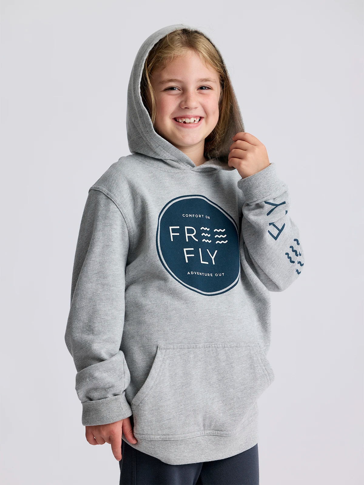 Youth Comfort On Fleece Hoodie - Light Heather Grey