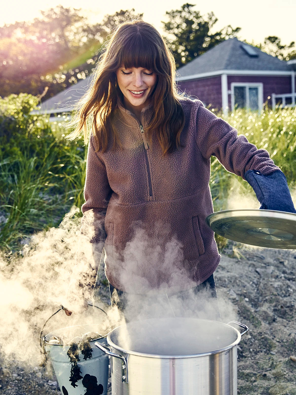 Women's Bamboo Sherpa Fleece Half Zip - Iron Grey