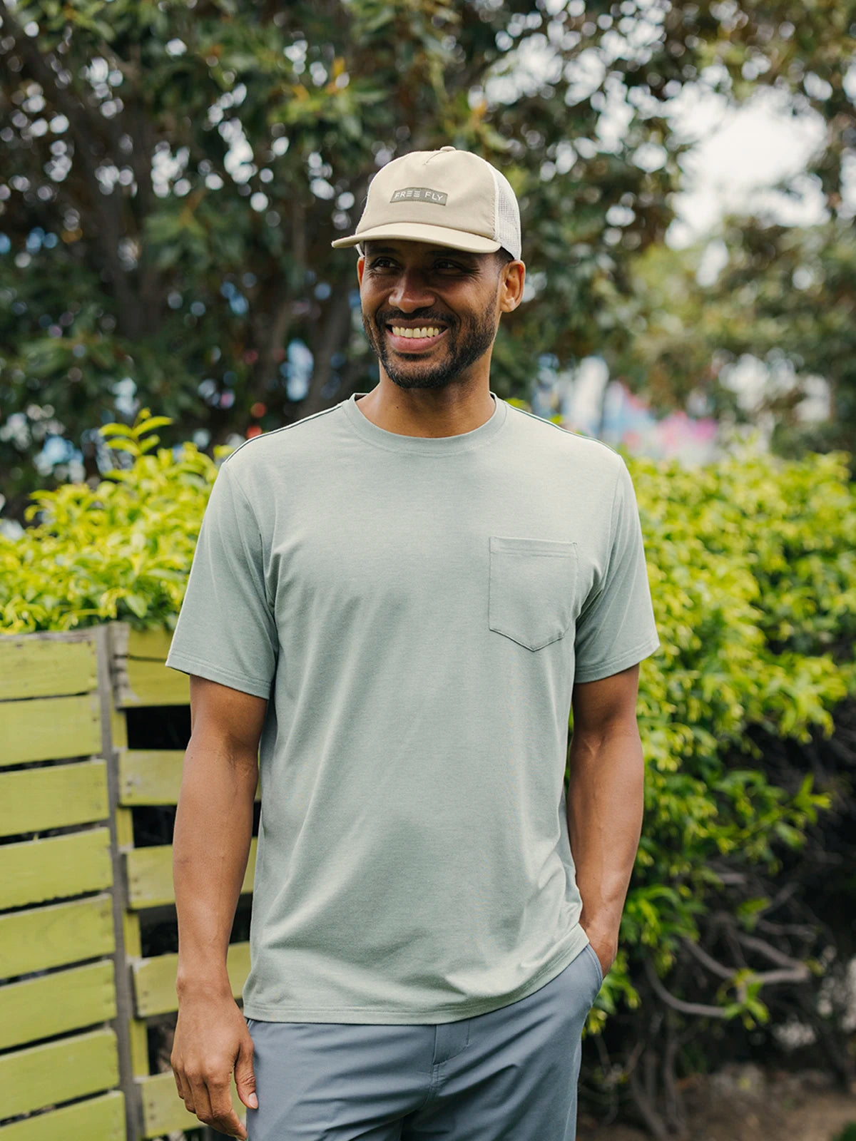 Men's Bamboo Flex Pocket Tee - Heather Tide