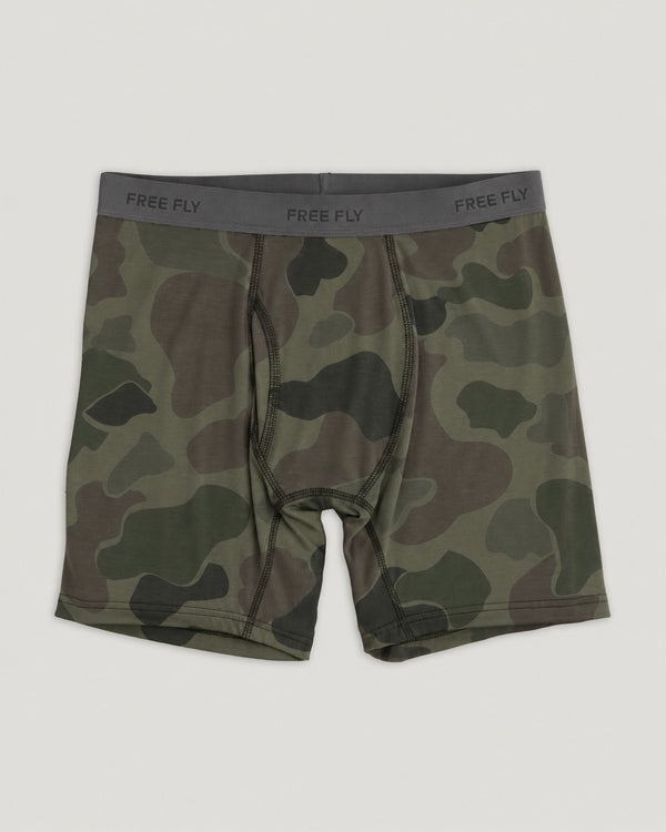 Men's Bamboo Motion Boxer Brief - Vintage Camo Oil Green