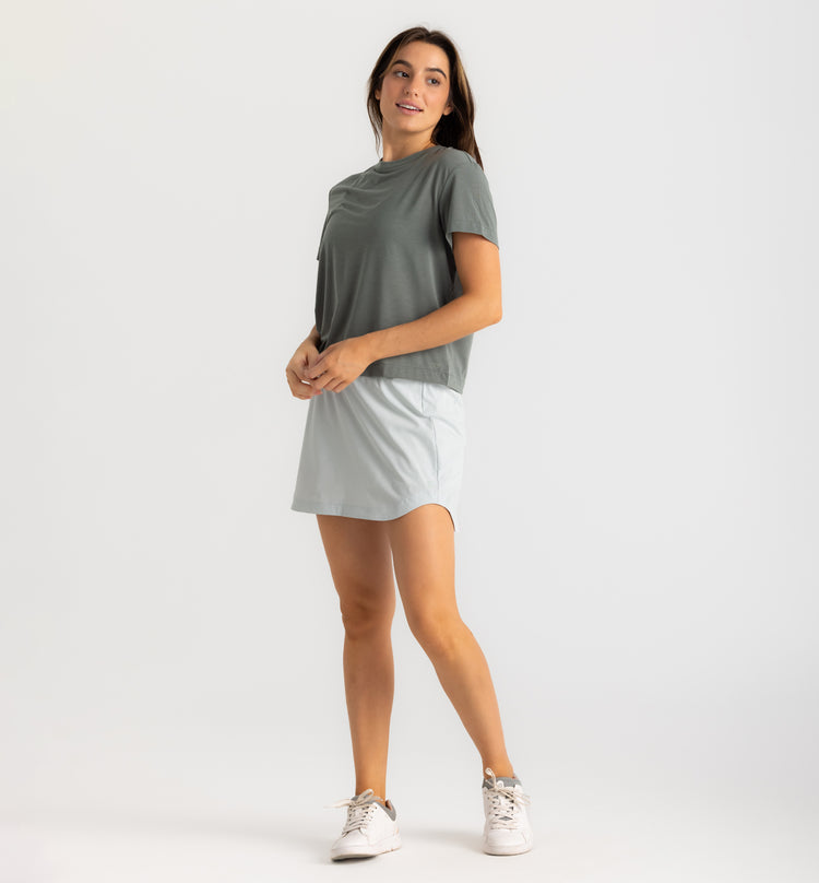 Women's Bamboo-Lined Active Breeze Skort – 15" - Sky Gray