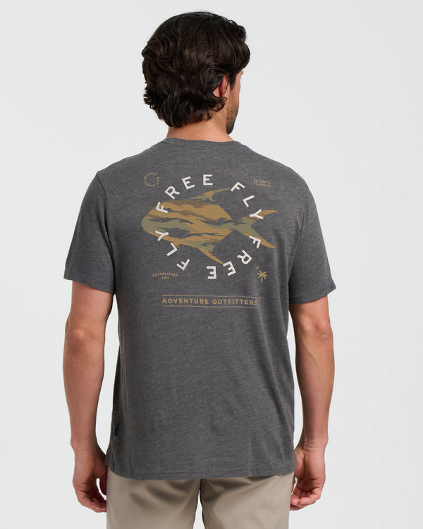 Camo Permit Pocket Tee - Heather Black Sand