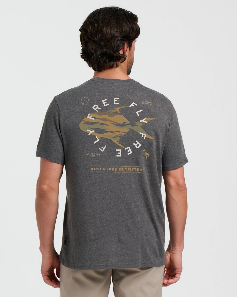 Camo Permit Pocket Tee - Heather Black Sand