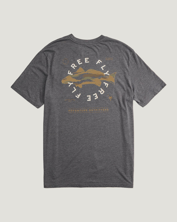 Camo Redfish Pocket Tee - Heather Black Sand
