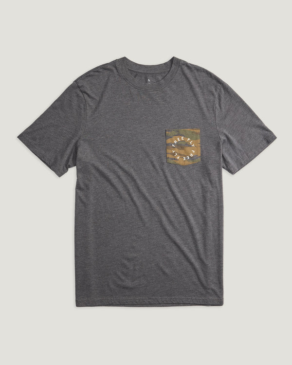 Camo Redfish Pocket Tee - Heather Black Sand
