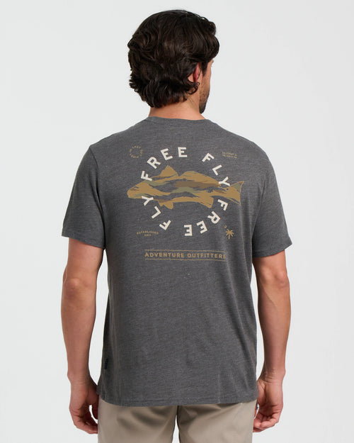 Camo Redfish Pocket Tee - Heather Black Sand
