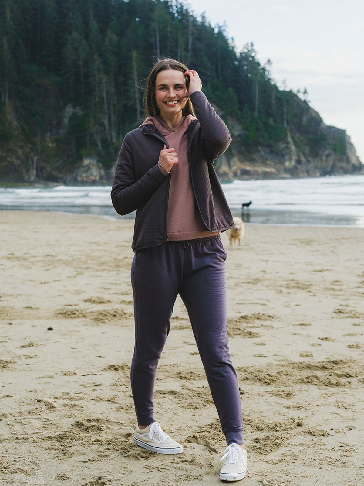 Women's Bamboo Lightweight Fleece Jogger - Heather Black