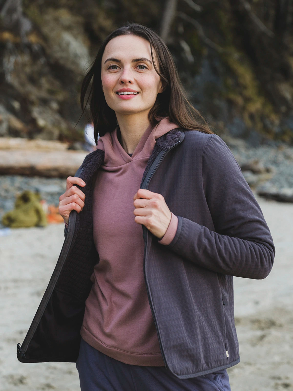 Women's Bamboo Lightweight Fleece Cropped Hoodie - Stone