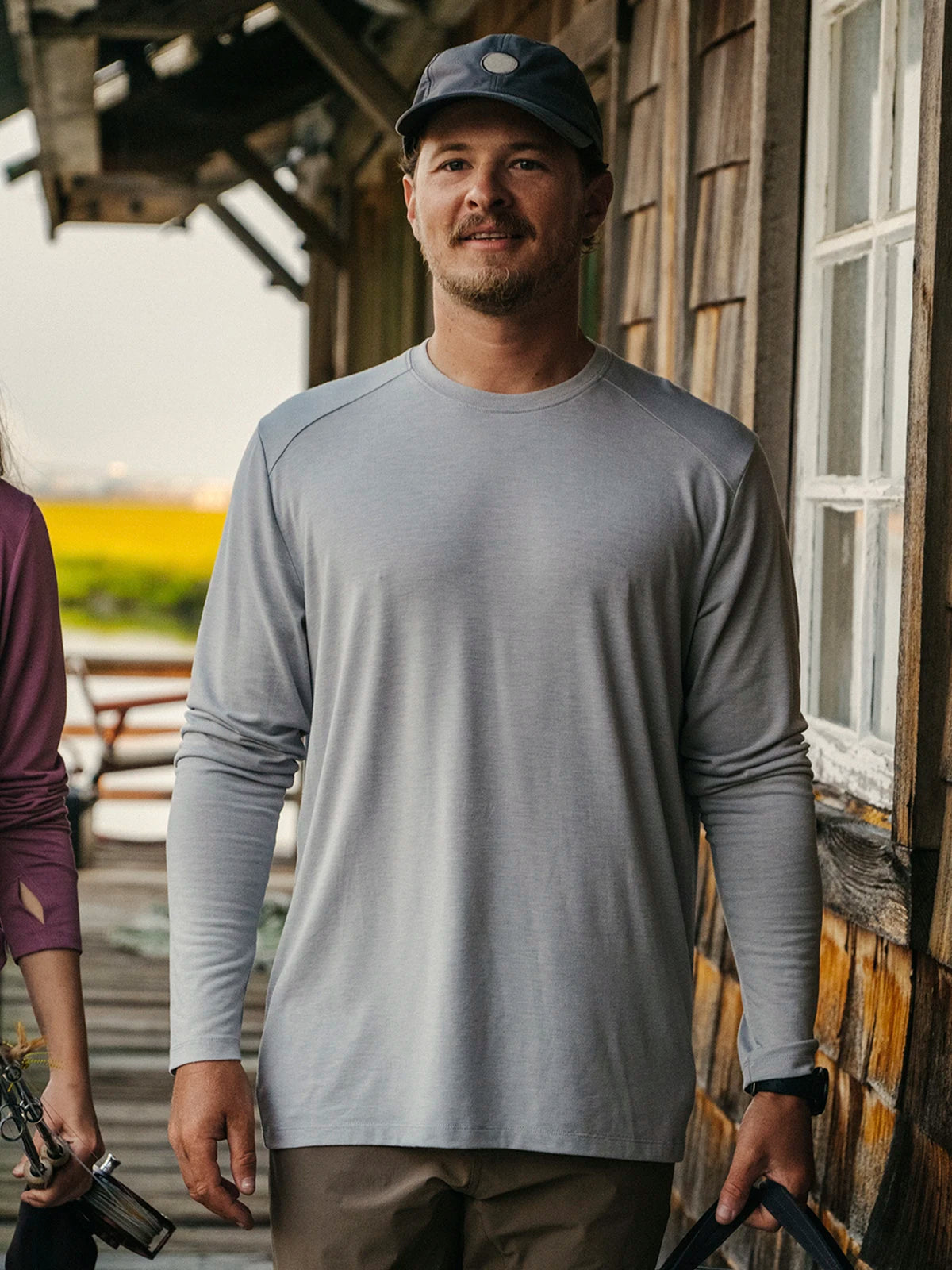 Men's Bamboo Shade Long Sleeve - Heather Slate Blue