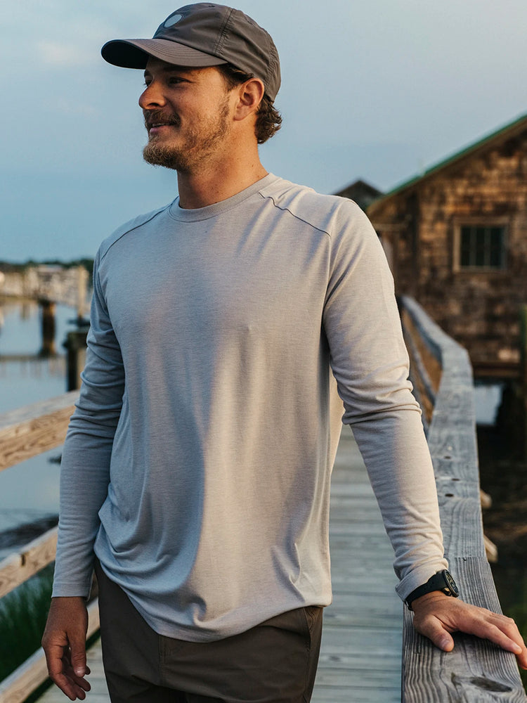 Men's Bamboo Shade Long Sleeve - Heather Adobe Red