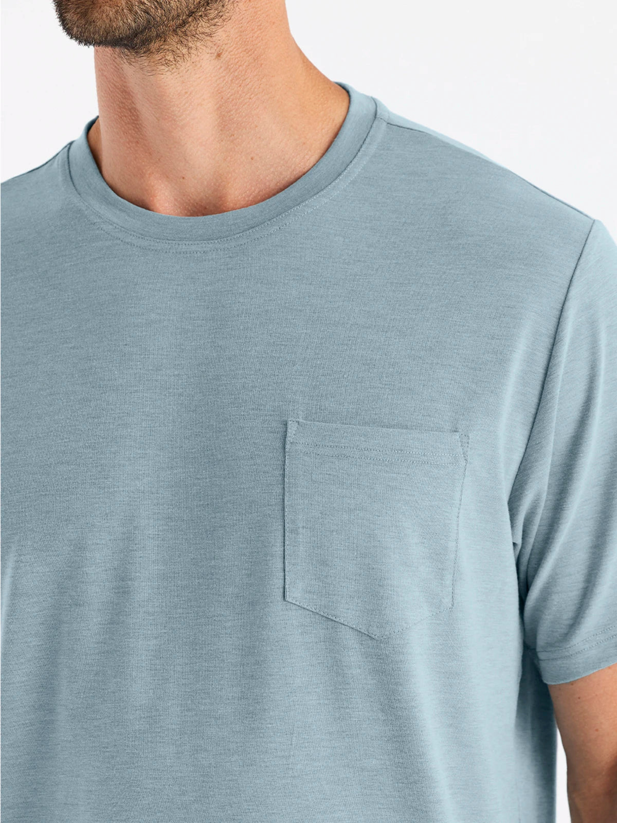 Men's Bamboo Flex Pocket Tee - Heather Tide