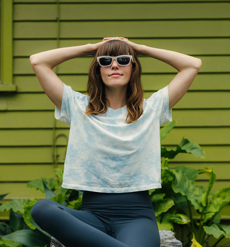 Women's Embroidered Logo Tee - Blue Tie Dye