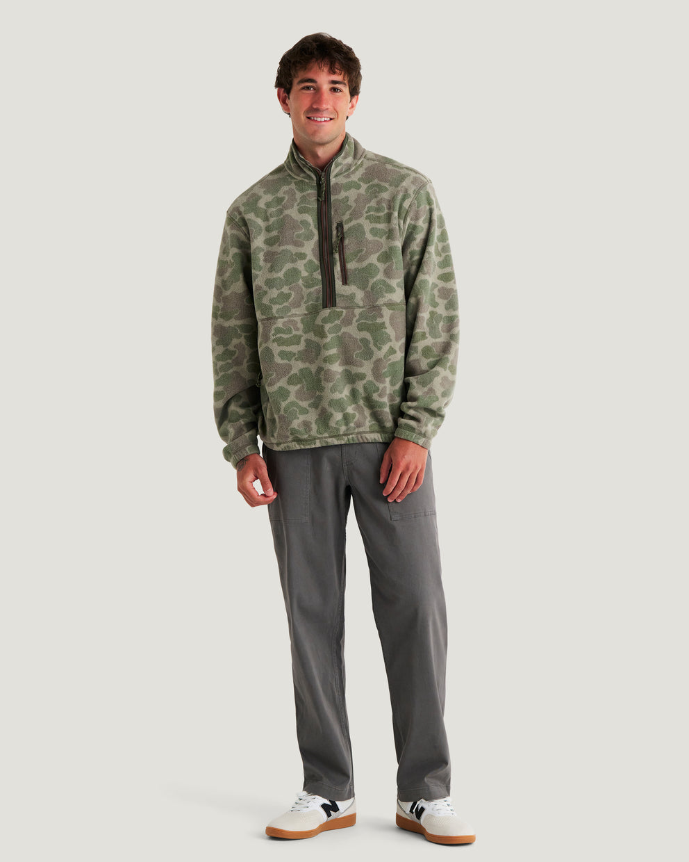 Men's Ashridge Fleece Half Zip - Vintage Camo Oil Green