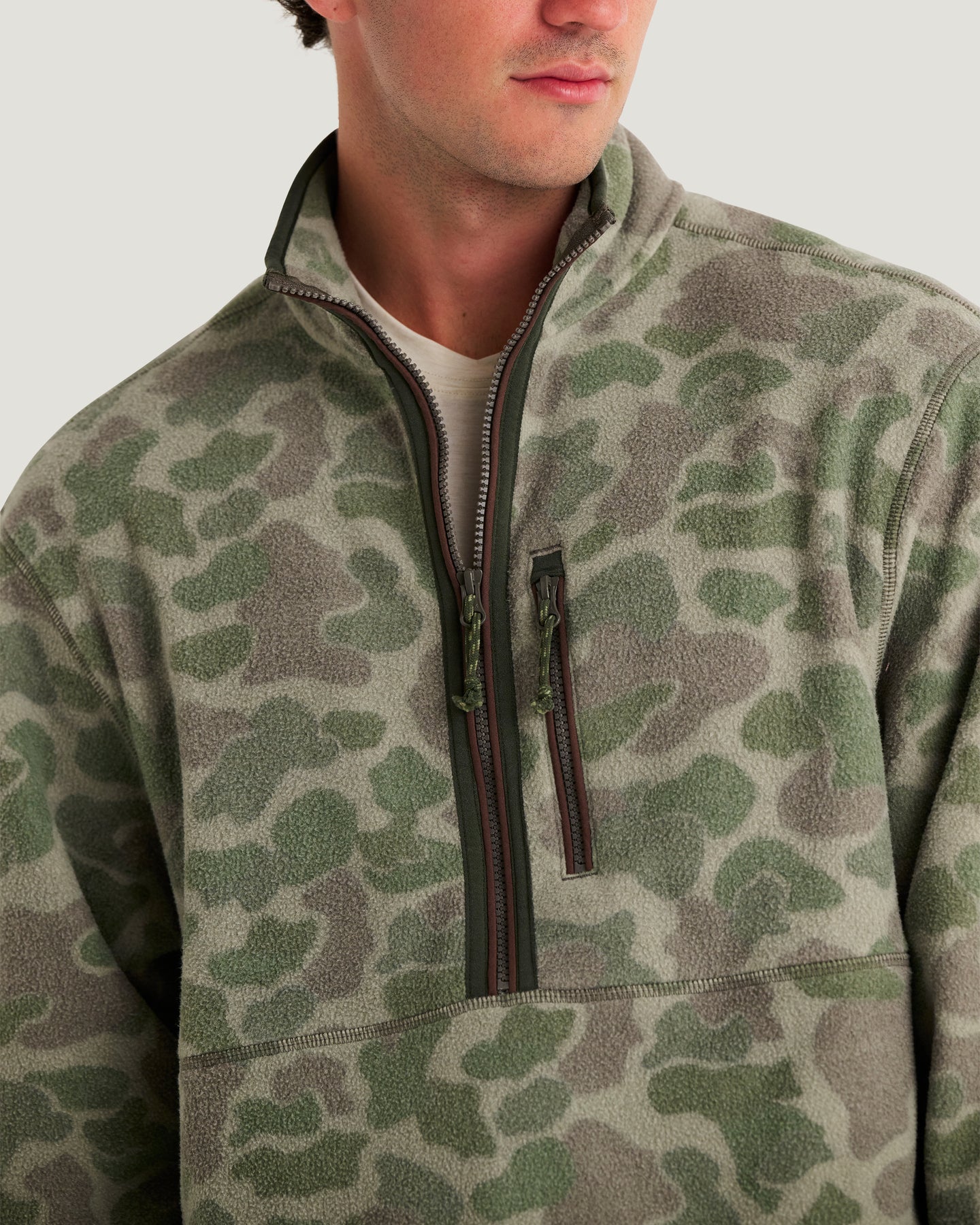 Men's Ashridge Fleece Half Zip - Vintage Camo Oil Green