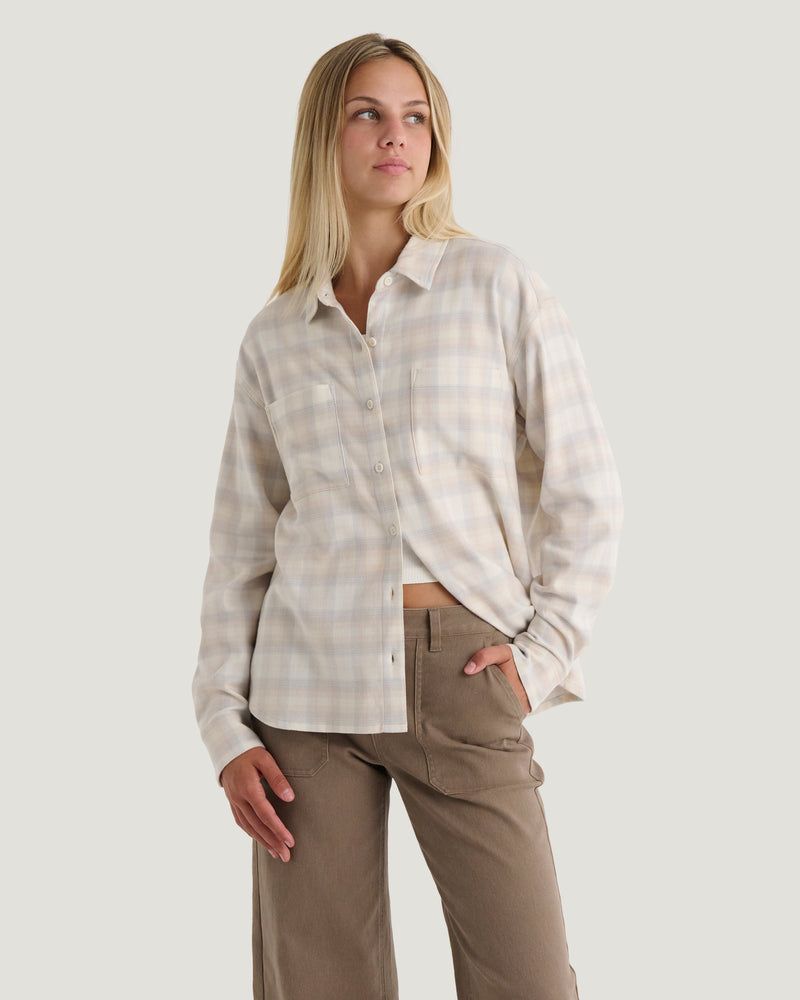 Women's Seawool Oversized Flannel - Plaid Sea Salt
