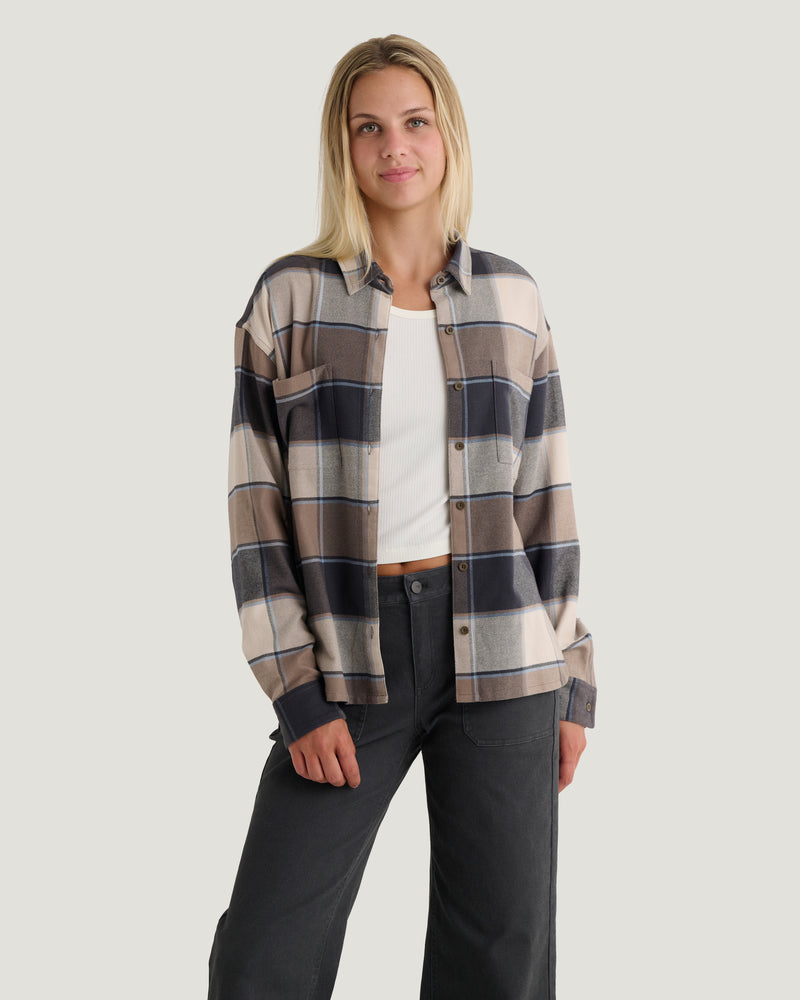 Women's Seawool Oversized Flannel - Plaid Anthracite