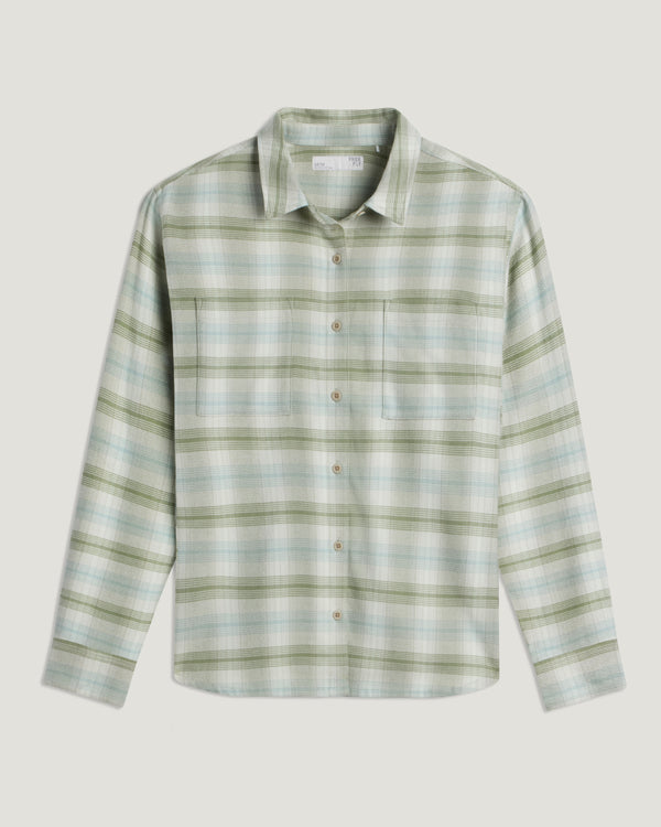 Women's Seawool Oversized Flannel - Plaid Oil Green