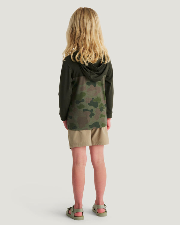 Toddler Colorblock Bamboo Shade Hoodie - Dark Forest / Vintage Camo Oil Green