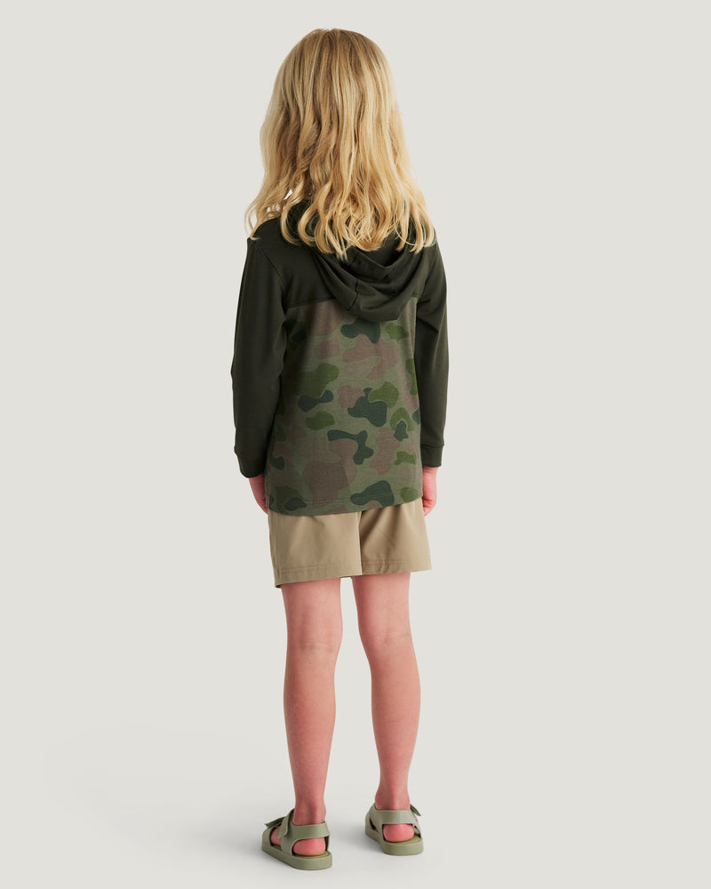 Toddler Colorblock Bamboo Shade Hoodie - Dark Forest / Vintage Camo Oil Green