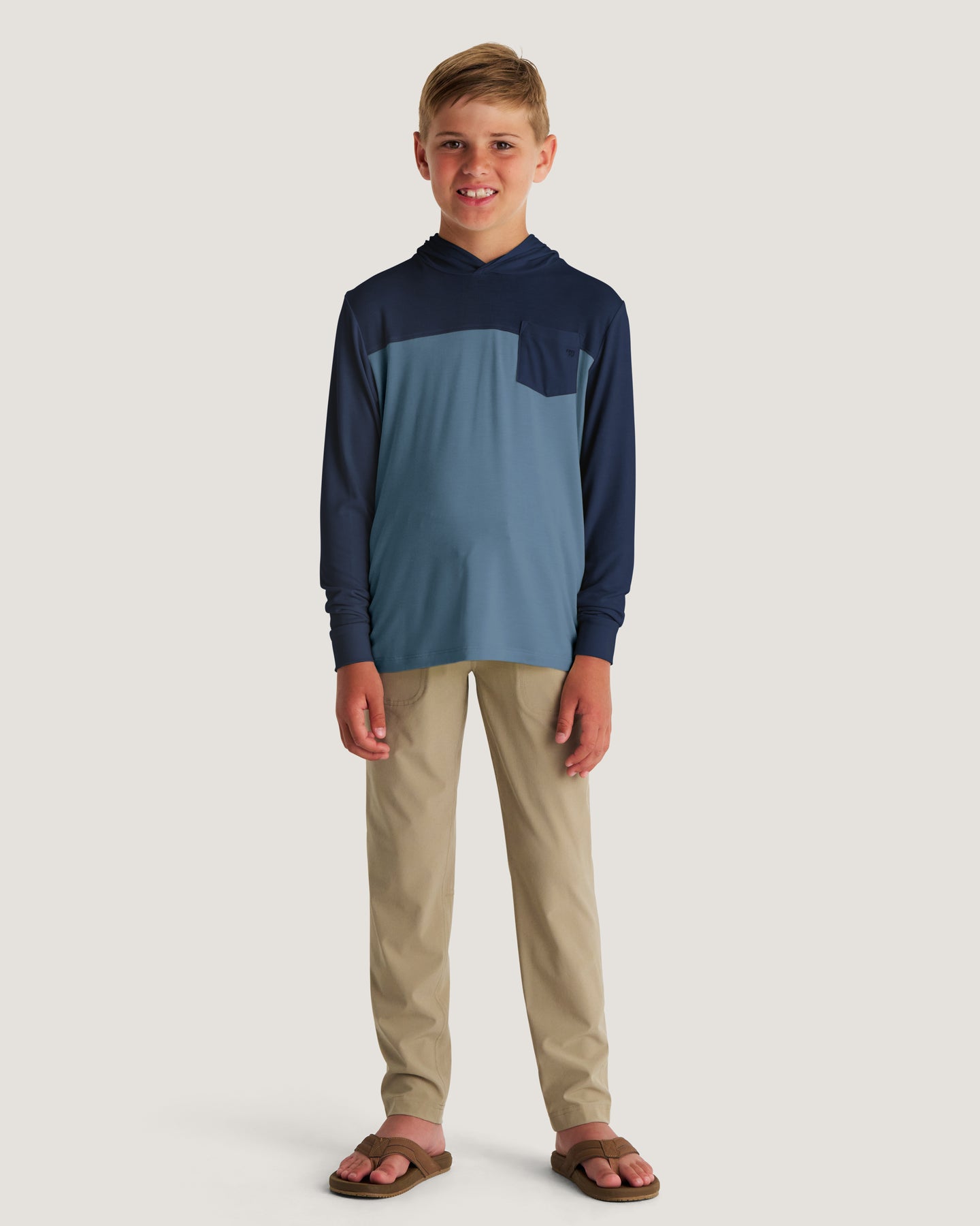 Youth Colorblock Bamboo Shade Hoodie - True Navy / Blue Fog