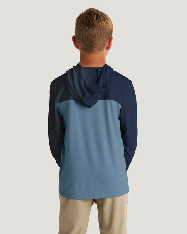 Youth Colorblock Bamboo Shade Hoodie - True Navy / Blue Fog