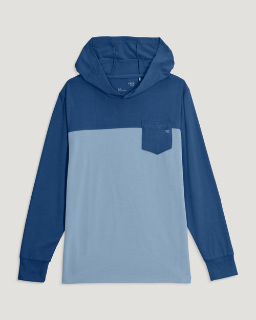 Youth Colorblock Bamboo Shade Hoodie - True Navy / Blue Fog