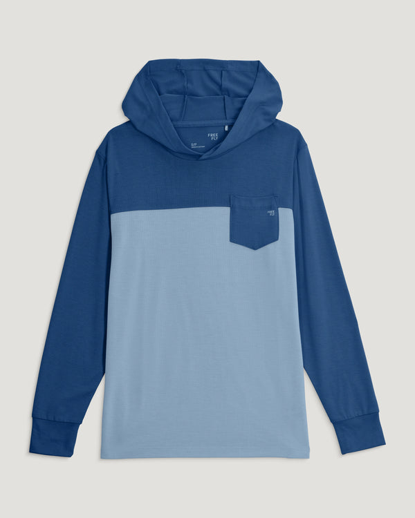 Youth Colorblock Bamboo Shade Hoodie - True Navy / Blue Fog