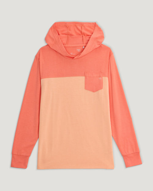 Youth Colorblock Bamboo Shade Hoodie - Flamingo / Coral Peach