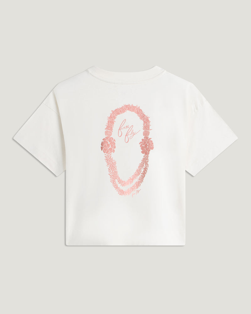 Women's Lucky Lei Oversized Cropped Tee - Bone