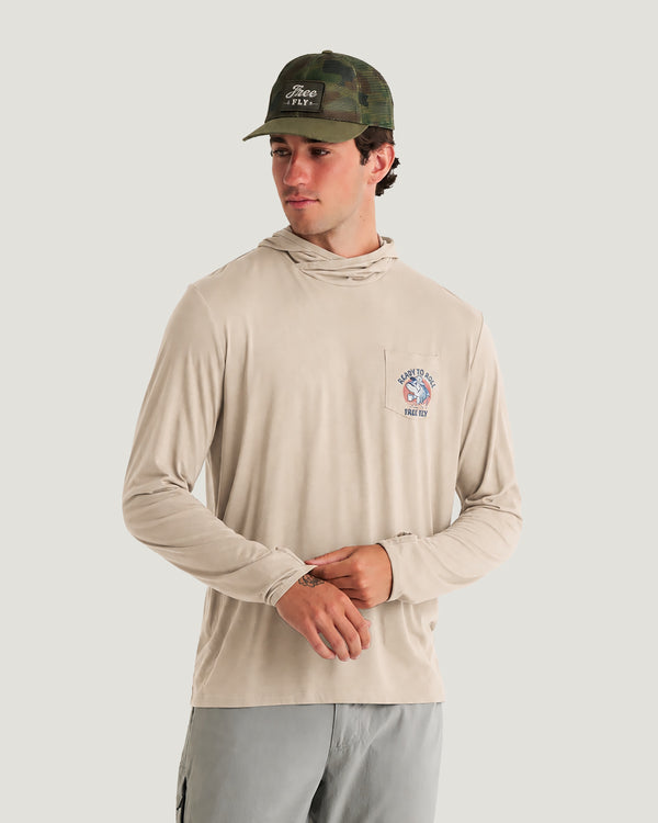Men's Bamboo Lightweight Graphic Hoodie - Ready To Roll Desert Tan
