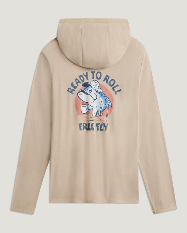 Men's Bamboo Lightweight Graphic Hoodie - Ready To Roll Desert Tan