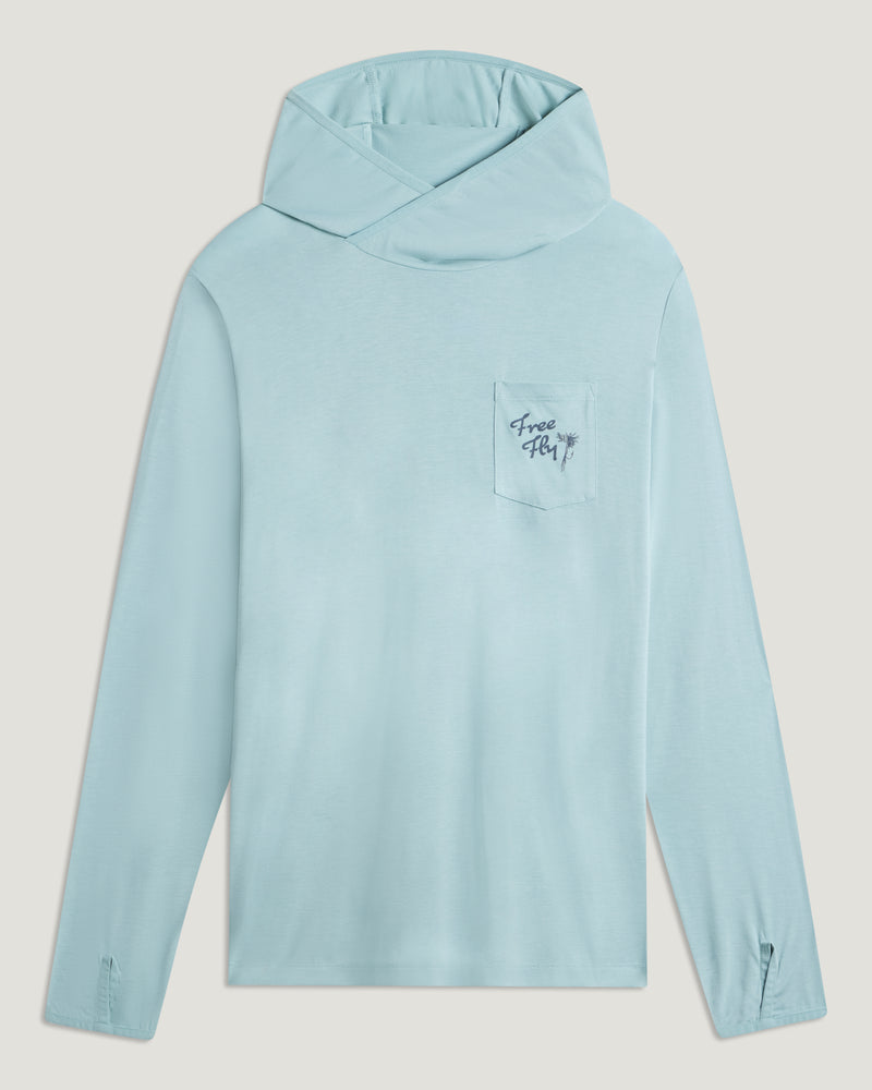 Men's Bamboo Lightweight Graphic Hoodie - Trout Bum Ocean Mist