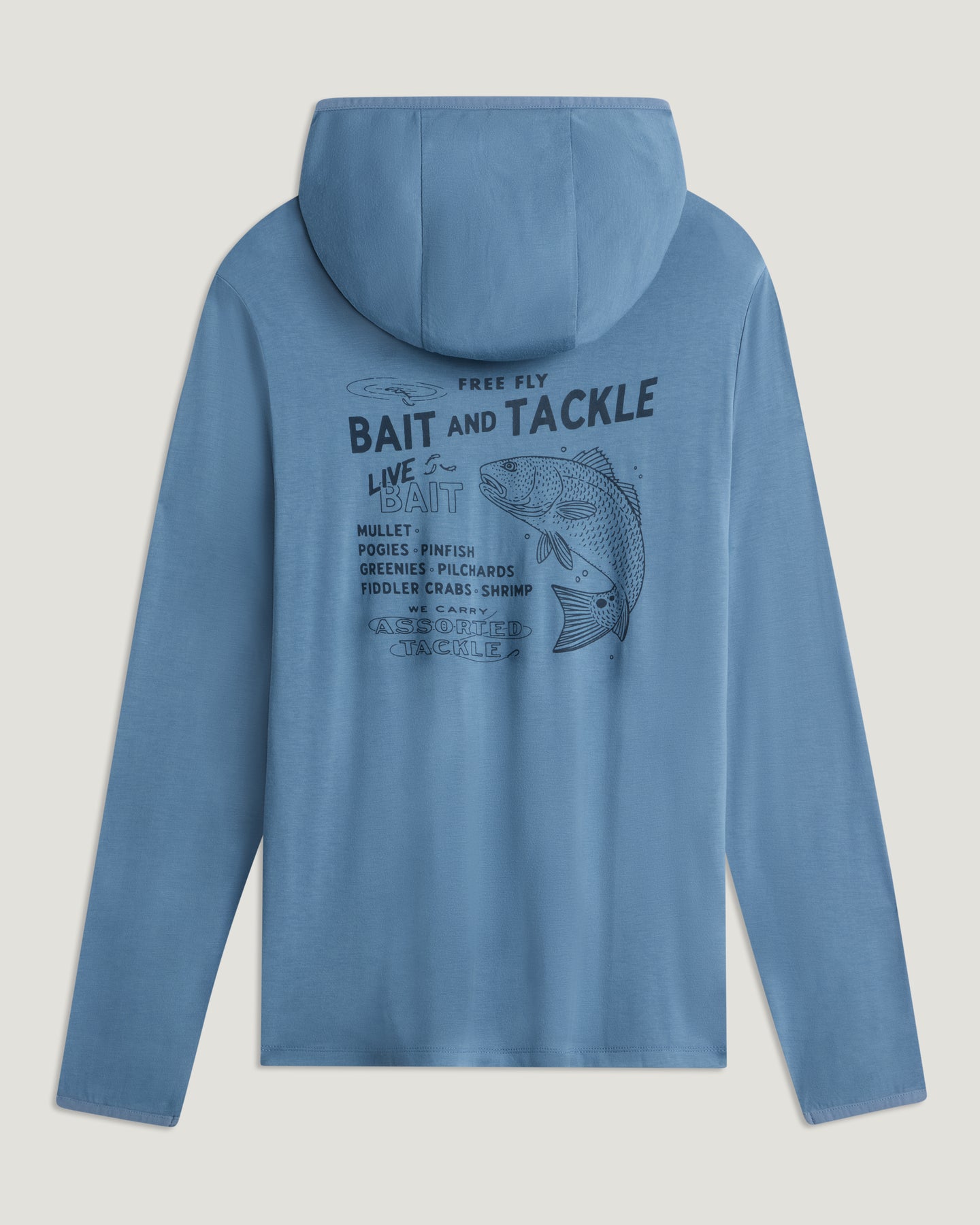 Men's Bamboo Lightweight Graphic Hoodie - Bait & Tackle Pacific Blue