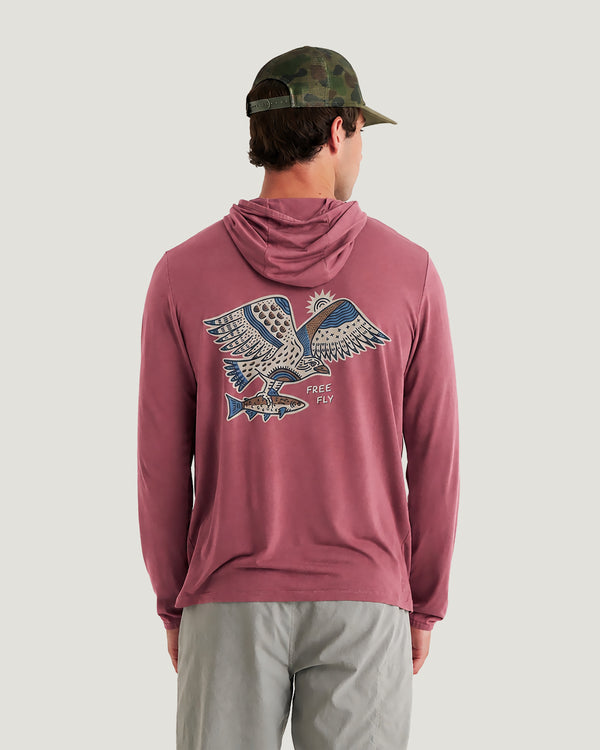 Men's Bamboo Lightweight Graphic Hoodie - Osprey Catch Plum